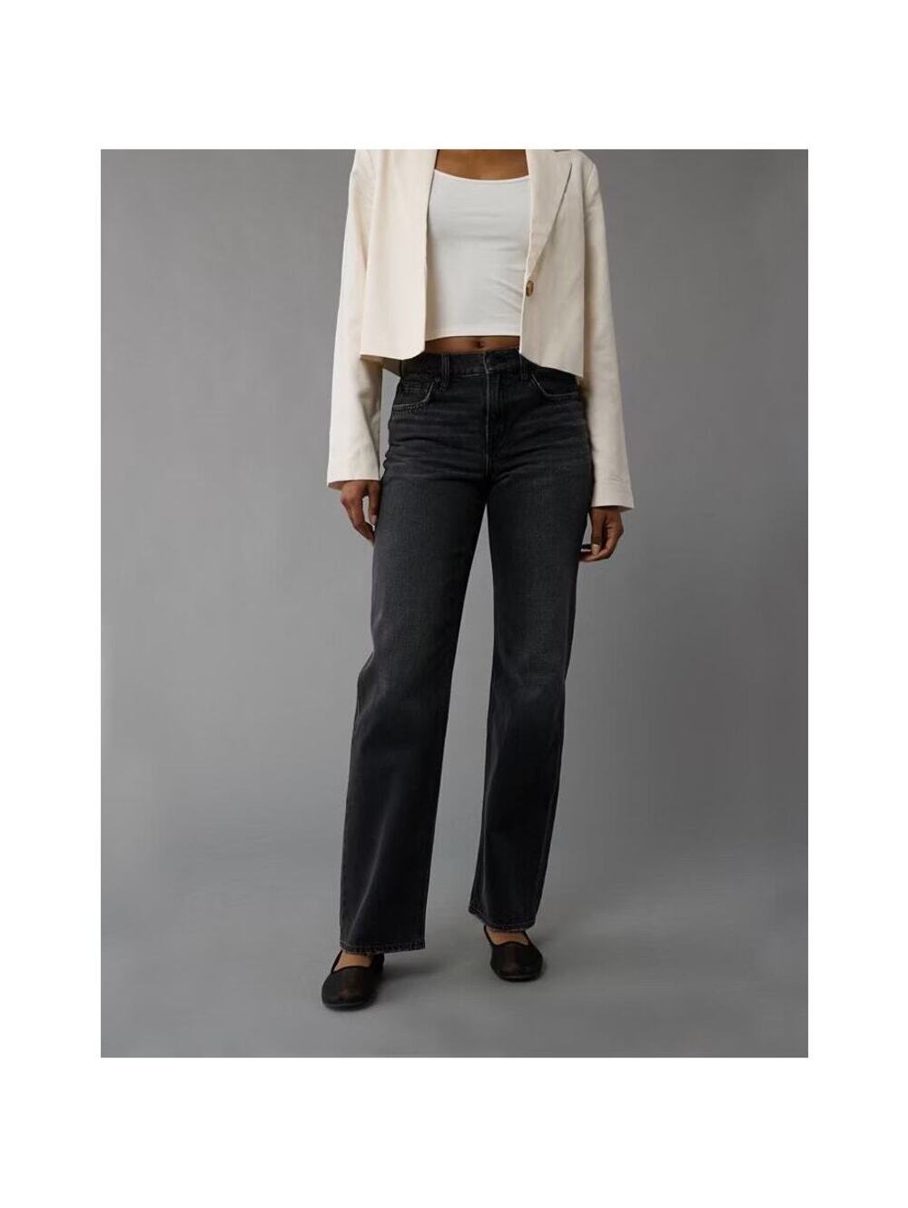 American Eagle NWT Women's Black Blaze Stirigid Stovepipe Jeans Size 16 / 33W